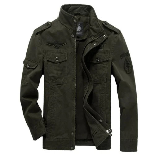 Military Style Pure Cotton Coat Men's